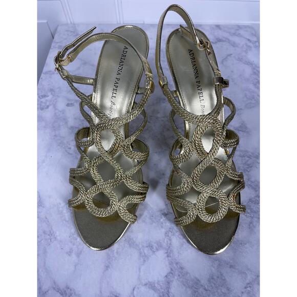 Adrianna Papell Boutique, Size 10M, Gold Cage Heels, Rope Strappy Open Toe *Read - Picture 13 of 14